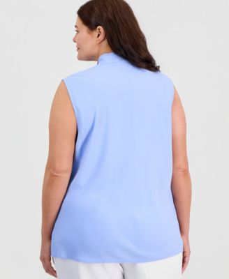 Plus Size Sleeveless Bias Bow Blouse