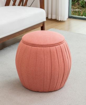 17" Polyester Round Accent Storage Ottoman