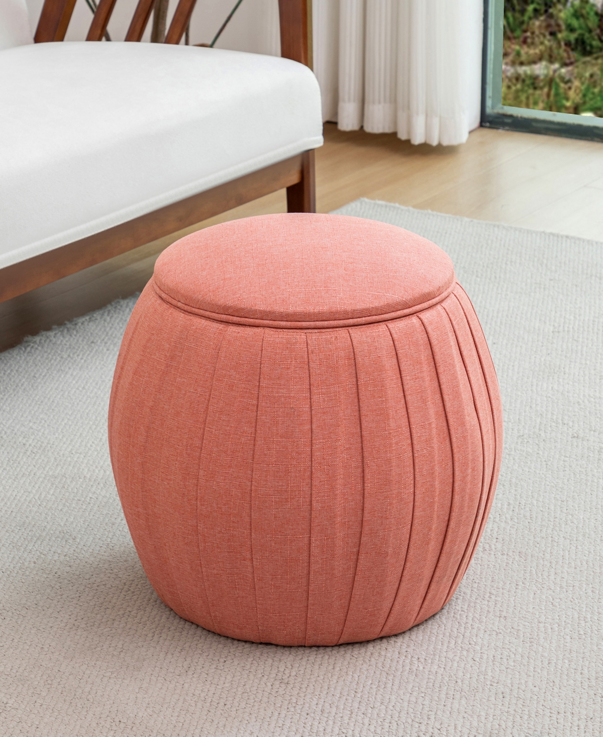 Convenience Concepts 17" Polyester Round Accent Storage Ottoman