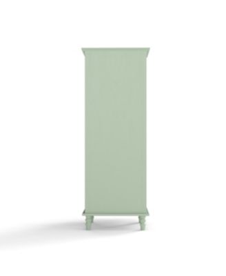 Minimalist Mint Green Buffet Cabinet with Glass Doors & Double Drawer