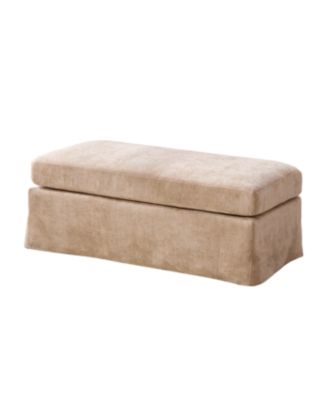 Modern Chenille Ottoman with Black Metal Legs
