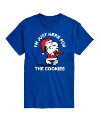 Men's Peanuts Santa Snoopy I'M Just Here for the Cookies Graphic Short-Sleeve T-Shirt