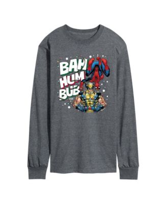 Men's Marvel Bah Hum Bub Wolverine and Spider-Man Graphic Long-Sleeve T-Shirt