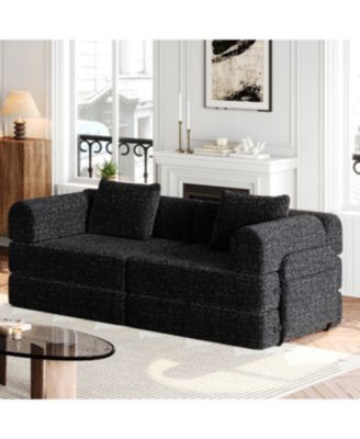72.4" Convertible Sofa Bed with Storage Pockets and Cushions