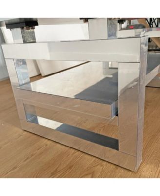 Modern square luxury coffee table with tempered glass for living room.