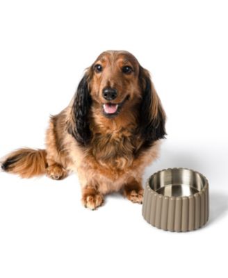 Ripple Ridge Small/Medium Slanted Concrete and Stainless Steel Bowl 16oz (2 Cups) Pet Feeder