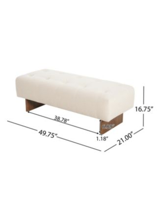 Streamdale Rectangular Tufted Linen Ottoman Bench with Solid Wood Legs, Beige