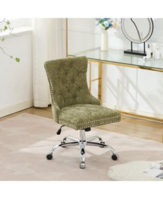 Modern Chenille Tufted Office Chair with Chrome Base, Adjustable Swivel