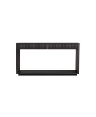 60" Modern 2-Drawer Fluted Console Table - Wood Veneer Sofa Table