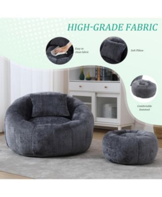 Modern Bean Bag Chair with Ottoman for Adults