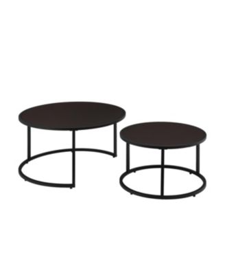 Modern Faux Leather Nesting Coffee Table Set of 2
