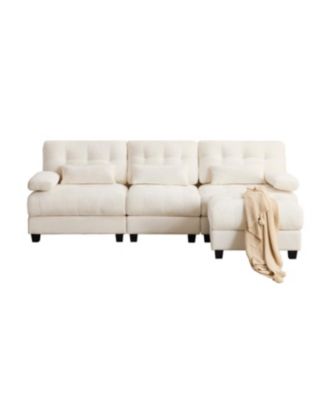 93" 3+1 Seater Sofa w/ Ottoman, Adjustable Backrest