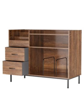  Record Player Stand with Adjustable Shelves & Speaker Shelf