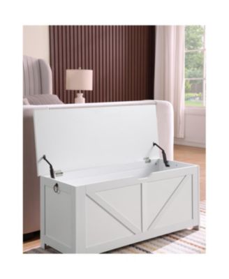 Retro Toy Box Organizer Entryway Storage Bench with 2 Hinges