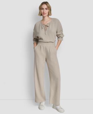 DKNY Jeans - Women's High-Rise Gauze Straight-Leg Pants