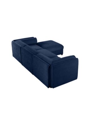 Elegant Blue Chenille L-Shaped Sofa with Storage and Ottoman