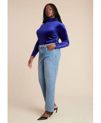 Plus Size Velvet Mockneck Top