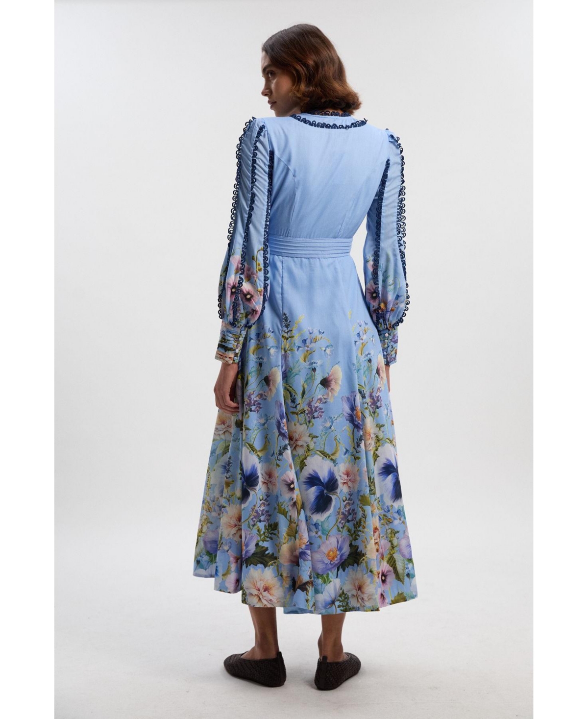 Karen Millen Women's Trailing Floral Woven Plunge Maxi Dress