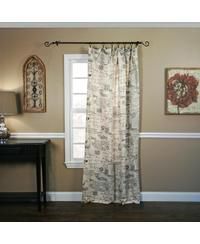 Script 100 Percent Fabric Perfect Decorative Classic Print Rod Pocket Panel Window Curtain - 48 x 84, Black