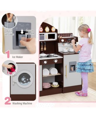 Kids Kitchen Set Wooden with Coffee Makers and Accessories
