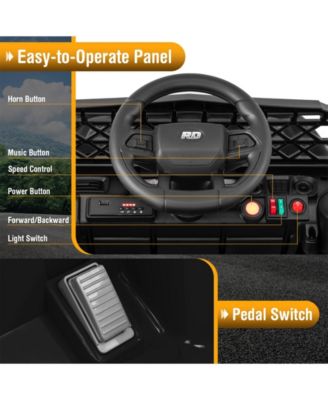 12V Kids Ride on Truck Car with Parental Remote and Music Player-Black