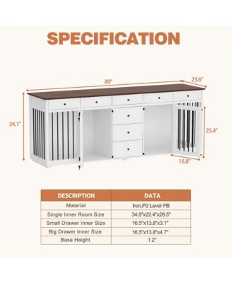 Large Dog Crate With 8 Drawers, Indoor Large Furniture Style Dog House Cage