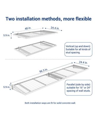 BR24-E 24&iquest; Deep × 48&iquest; Wide Heavy-Duty Wall Shelf with Brackets (White) 2-Pack