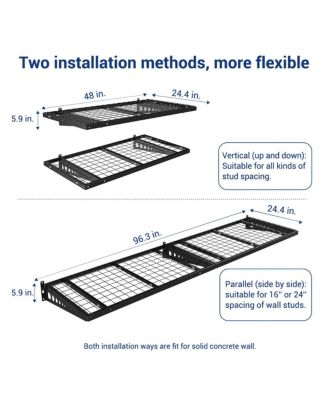 BR24B-E 24 Deep × 48 Wide Heavy-Duty Wall Shelf with Brackets (Black) 2-Pack