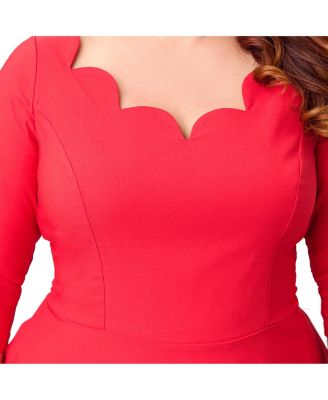 Plus Size Scalloped Neck Swing Dress
