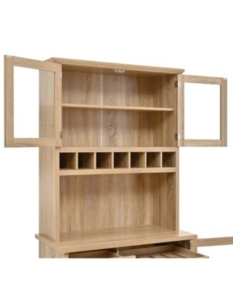 Farmhouse Buffet with Hutch - Kitchen Pantry Storage Cabinet with Wine Rack