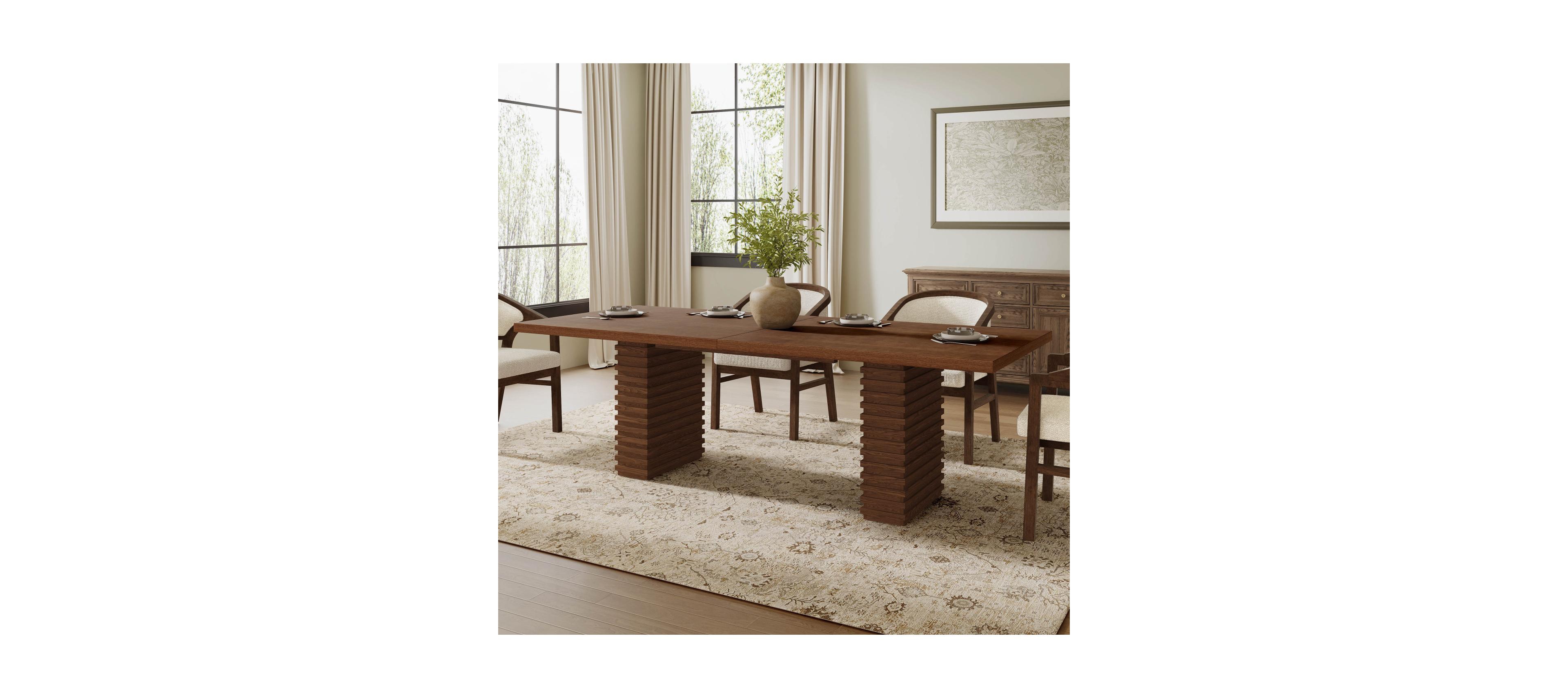 Streamdale Furniture Walnut Finish Industrial Dining Table Seats 6-10