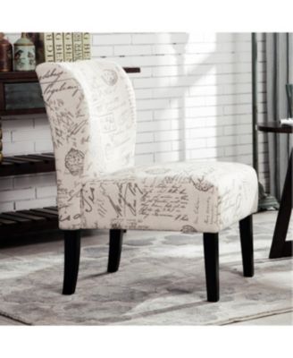  Capa English Letter Print Fabric Armless Contemporary Chair