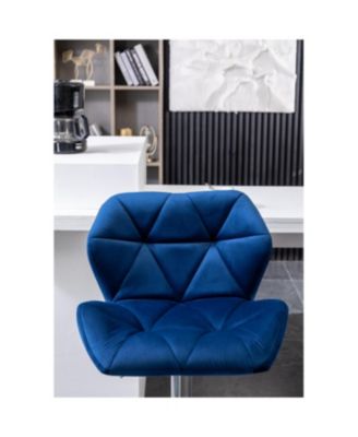 Breni Velvet Diamond Tufted Swivel Adjustable Height Barstool