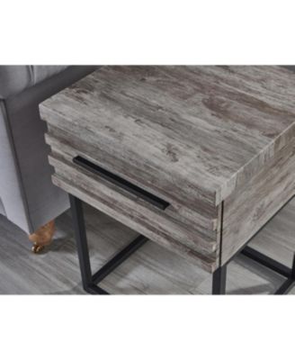 Astral 3-Piece Bedroom Set: Tufted Wingback Bed & Two Gray Nightstands