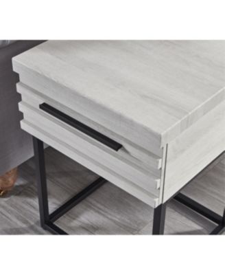  Astral 3-Piece Bedroom Set: Tufted Wingback Bed & 2 White Nightstands