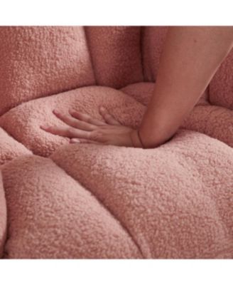 Pink Teddy Fabric Glider Chair with Metal Frame