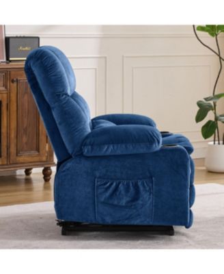 Dual Motor Large Power Lift Recliner Chair with Heat & Cup Holders, BLUE