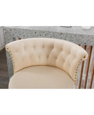 Velvet 360 Rotating Bar Chair with Adjustable Height - Modern Kitchen Island Chair