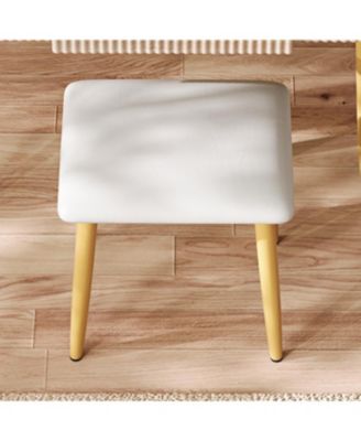 Streamdale 4-Drawer Vanity Desk with LED Mirror & Carved Details, Makeup Table with Stool