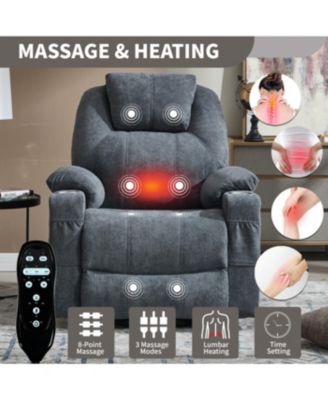 Power Lift Recliner Chair, 350 LBS Capacity, 8-Point Massage, Heating, USB/Type-C, Grey