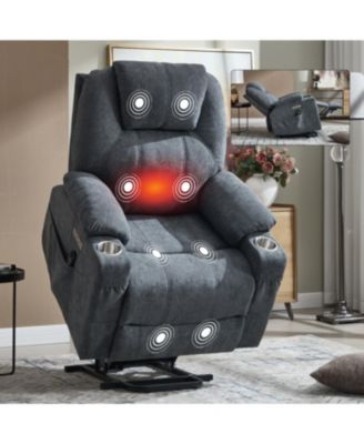 Power Lift Recliner Chair, 350 LBS Capacity, 8-Point Massage, Heating, USB/Type-C, Grey