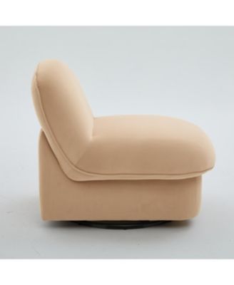 Swivel Chair, Velvet Upholstery, Pumpkin-Shaped, 360-Degree Base