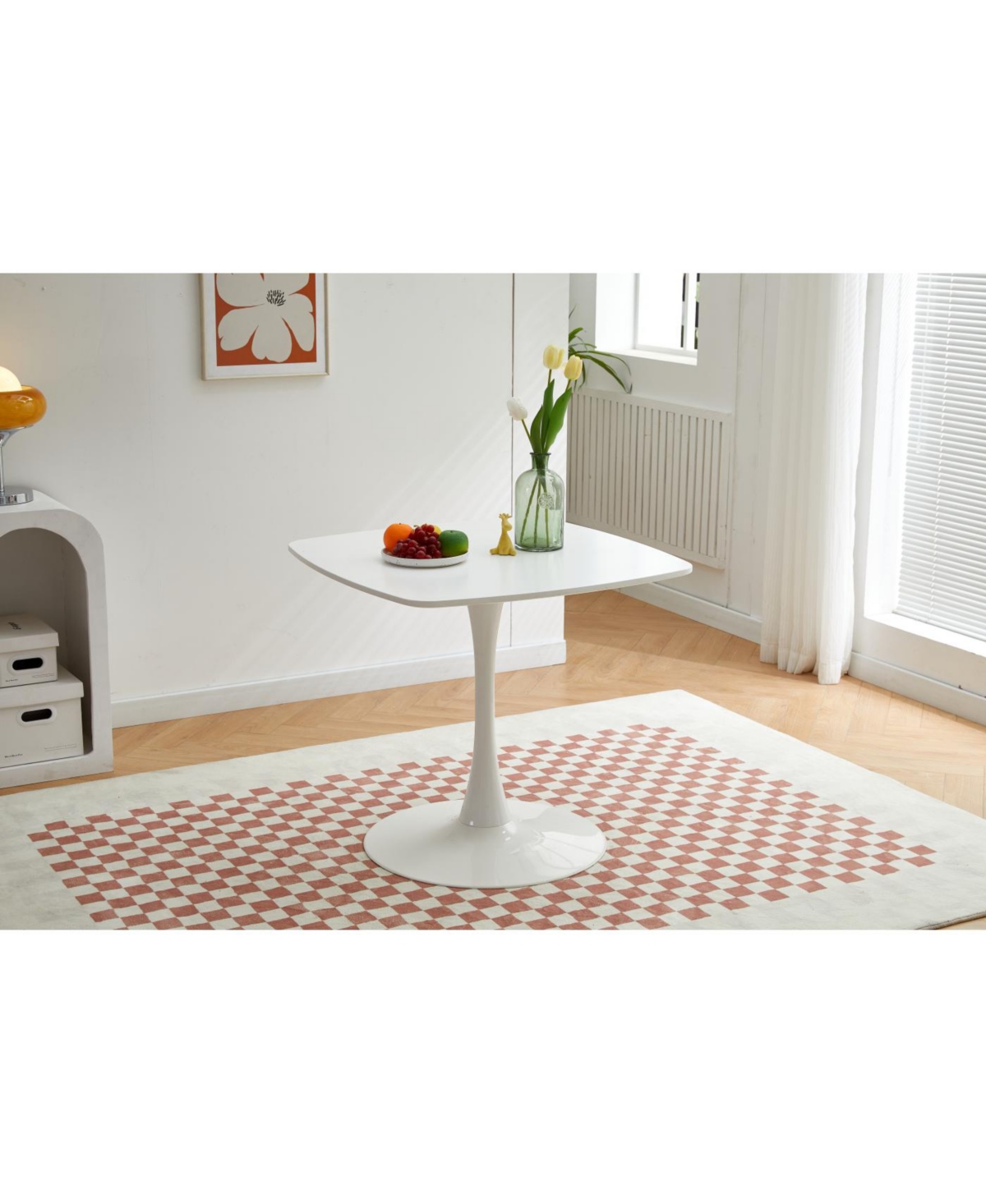 Streamdale Furniture 31.5" White Square Dining Table for 2-4, Mid-Century Modern Tulip Table