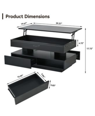  Lift Top Coffee Table with Hidden Storage & LED Lights