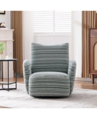 Modern Style Swivel Leisure Chair with Striped Armrest