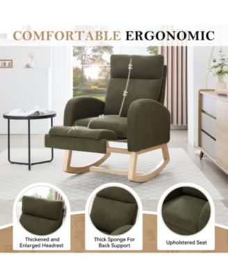 Teddy Fabric Leisure Rocking Chair with Footstool