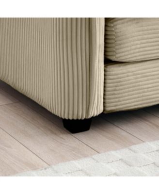 Ottoman Footstool in Tan Corduroy Fabric