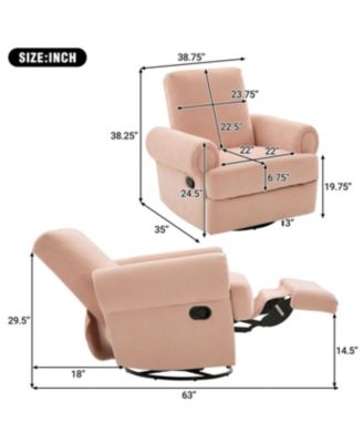 Streamdale Manual Recliner Sofa Swivel Rocker Chair with Adjustable Backrest, Sky Blue