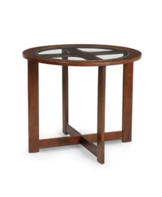 Streamdale Cylina Solid Wood Glass Top Round Dining Table with 4 Chairs