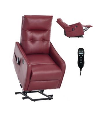 Streamdale Wine Red PU Power Lift Recliner Chair with Massage & Heat